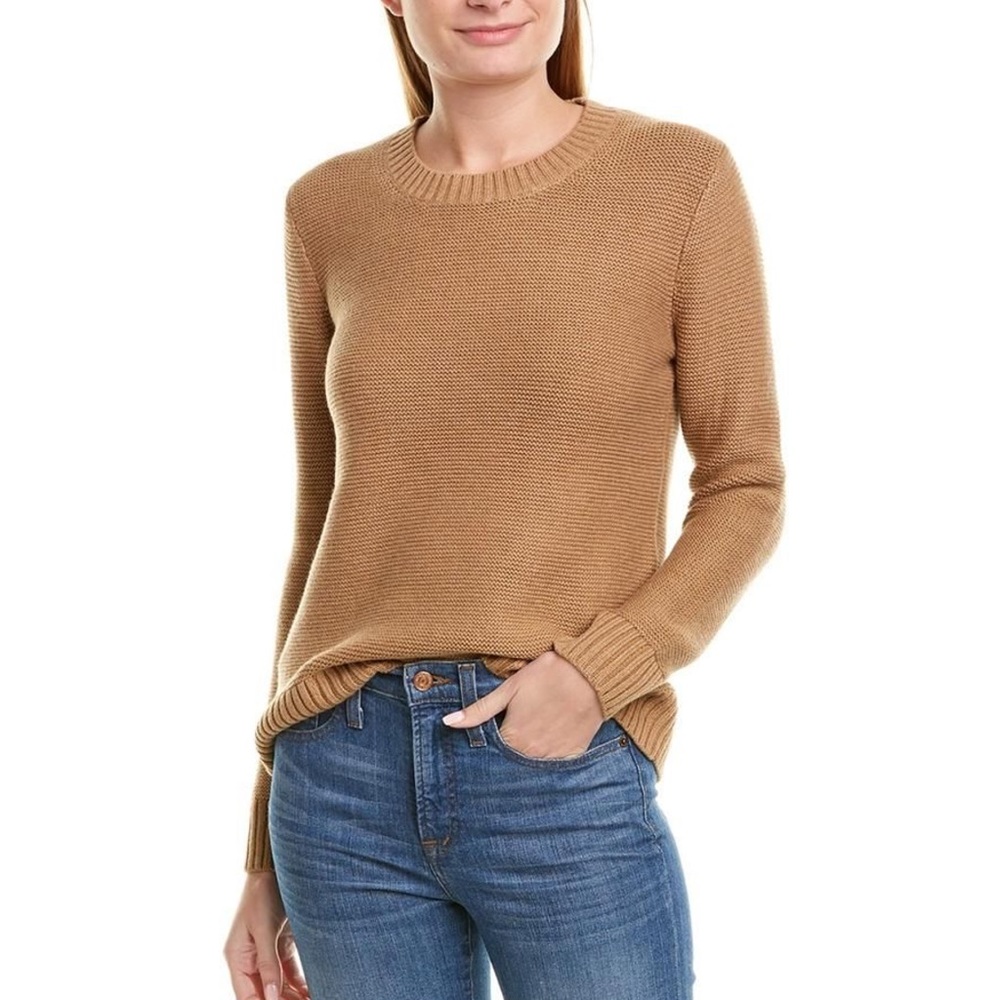 j.crew | marnie waffle knit crewneck sweater acorn tan s